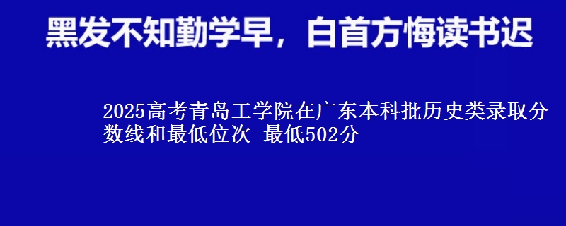 2025年青岛工学院在广东历史类录取分数线和最低位次 最低502分