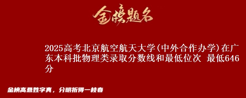 2025年北京航空航天大学(中外合作办学)在广东物理类录取分数线和最低位次 最低646分