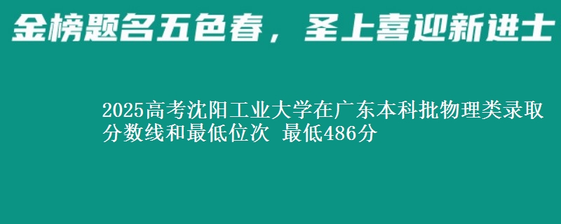 2025年沈阳工业大学在广东物理类录取分数线和最低位次 最低486分