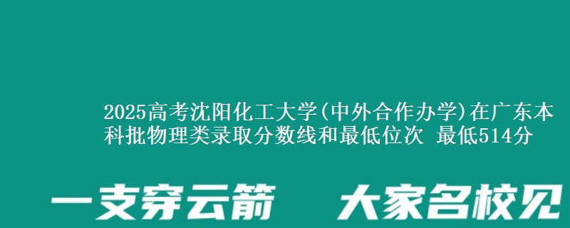 2025年沈阳化工大学(中外合作办学)在广东物理类录取分数线和最低位次 最低514分