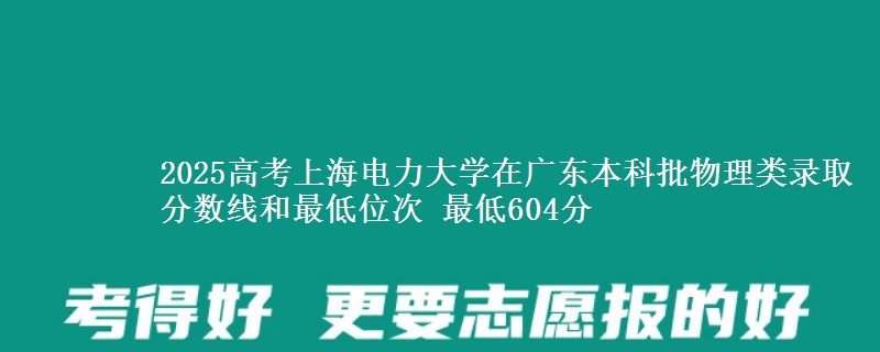 2025年上海电力大学在广东物理类录取分数线和最低位次 最低604分