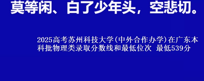2025年苏州科技大学(中外合作办学)在广东物理类录取分数线和最低位次 最低539分
