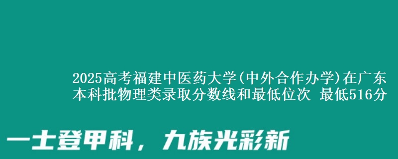 2025年福建中医药大学(中外合作办学)在广东物理类录取分数线和最低位次 最低516分