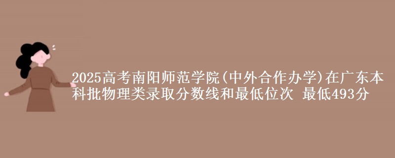 2025年南阳师范学院(中外合作办学)在广东物理类录取分数线和最低位次 最低493分