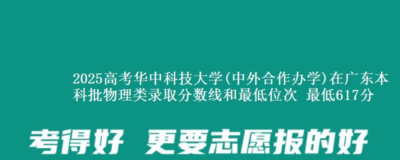 2025高考华中科技大学(中外合作办学)在广东本科批物理类录取分数线和最低位次 最低617分