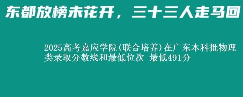 2025高考嘉应学院(联合培养)在广东本科批物理类录取分数线和最低位次 最低491分