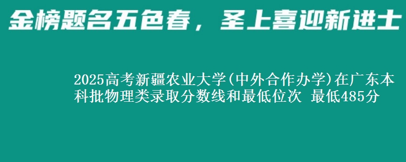 2025高考新疆农业大学(中外合作办学)在广东本科批物理类录取分数线和最低位次 最低485分
