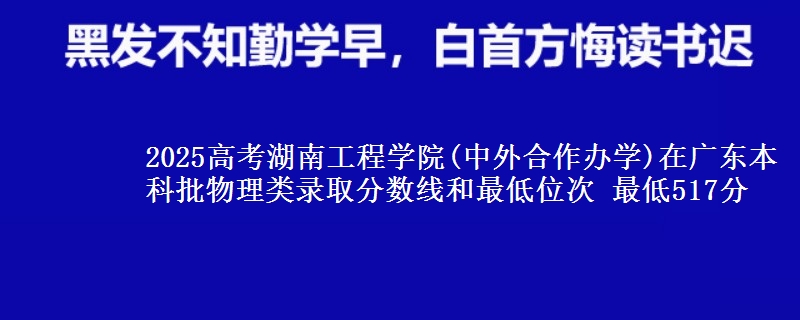 2025高考湖南工程学院(中外合作办学)在广东本科批物理类录取分数线和最低位次 最低517分