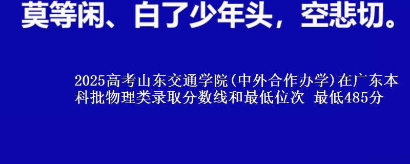 2025高考山东交通学院(中外合作办学)在广东本科批物理类录取分数线和最低位次 最低485分