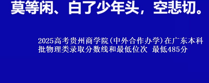 2025高考贵州商学院(中外合作办学)在广东本科批物理类录取分数线和最低位次 最低485分
