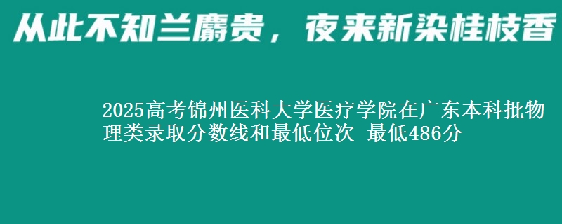2025高考锦州医科大学医疗学院在广东本科批物理类录取分数线和最低位次 最低486分