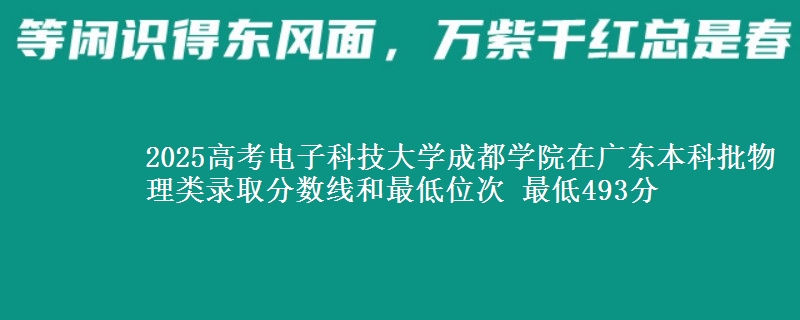 2025高考电子科技大学成都学院在广东本科批物理类录取分数线和最低位次 最低493分