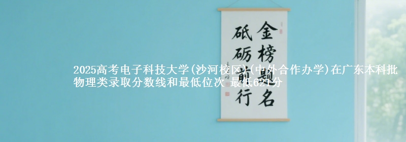 2025高考电子科技大学(沙河校区)(中外合作办学)在广东本科批物理类录取分数线和最低位次 最低621分