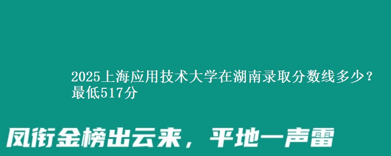 2025上海应用技术大学在湖南录取分数线多少？最低517分