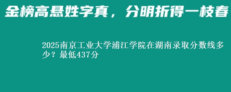 2025南京工业大学浦江学院在湖南录取分数线多少？最低437分
