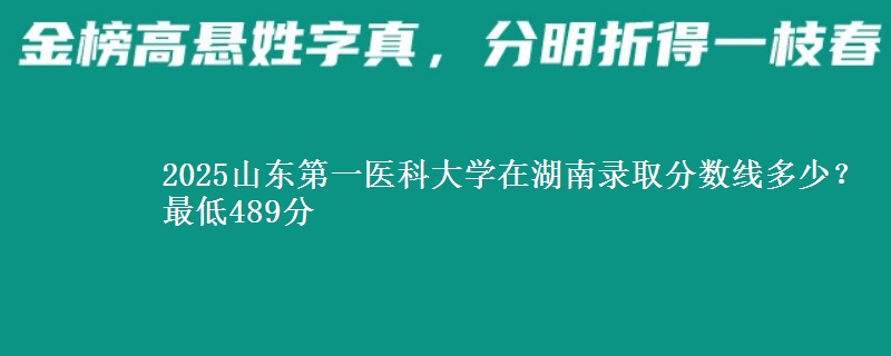 2025山东第一医科大学在湖南录取分数线多少？最低489分