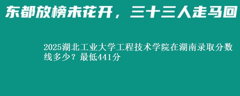 2025湖北工业大学工程技术学院在湖南录取分数线多少？最低441分