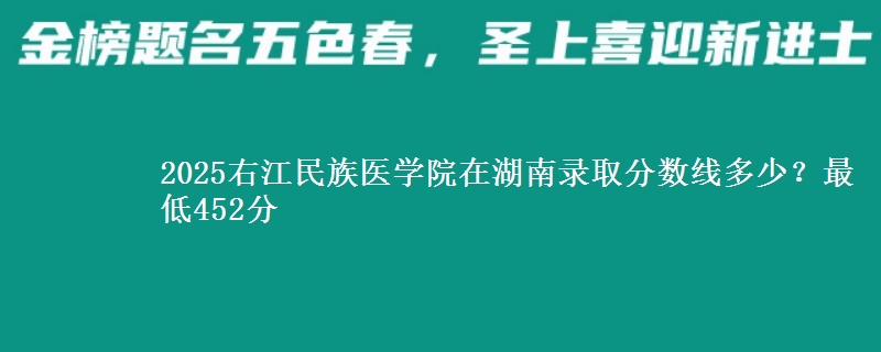 2025右江民族医学院在湖南录取分数线多少？最低452分