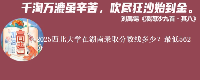 2025西北大学在湖南录取分数线多少？最低562分
