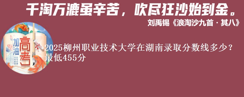 2025柳州职业技术大学在湖南录取分数线多少？最低455分