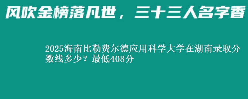 2025海南比勒费尔德应用科学大学在湖南录取分数线多少？最低408分