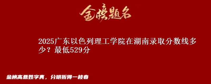 2025广东以色列理工学院在湖南录取分数线多少？最低529分