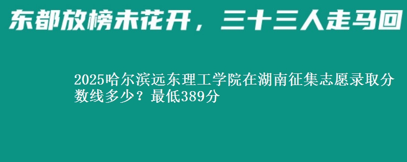 2025哈尔滨远东理工学院在湖南征集志愿录取分数线多少？最低389分