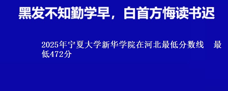 2025年宁夏大学新华学院在河北最低分数线 最低472分