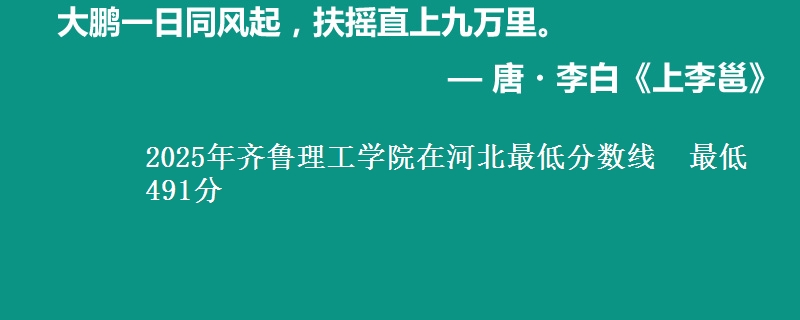 2025年齐鲁理工学院在河北最低分数线  最低491分