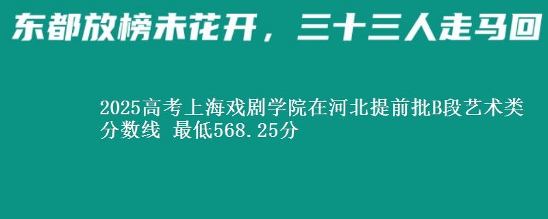 2025年上海戏剧学院在河北提前批B段艺术类分数线 最低568.25分