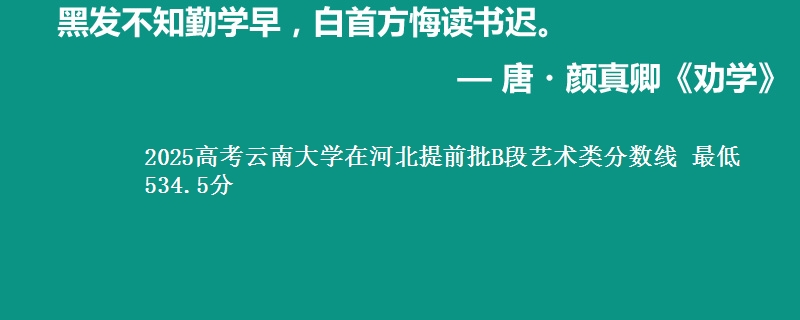 2025年云南大学在河北提前批B段艺术类分数线 最低534.5分