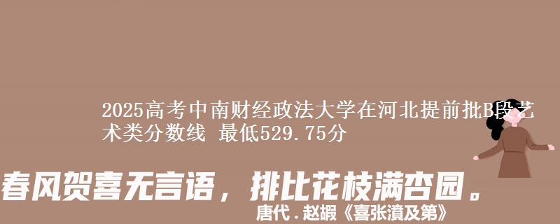 2025年中南财经政法大学在河北提前批B段艺术类分数线 最低529.75分