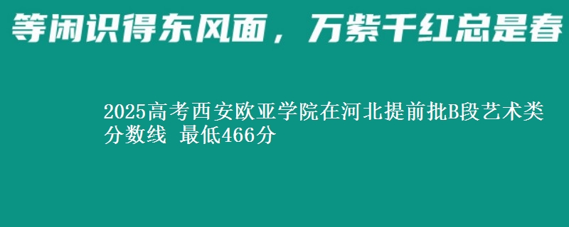 2025年西安欧亚学院在河北提前批B段艺术类分数线 最低466分