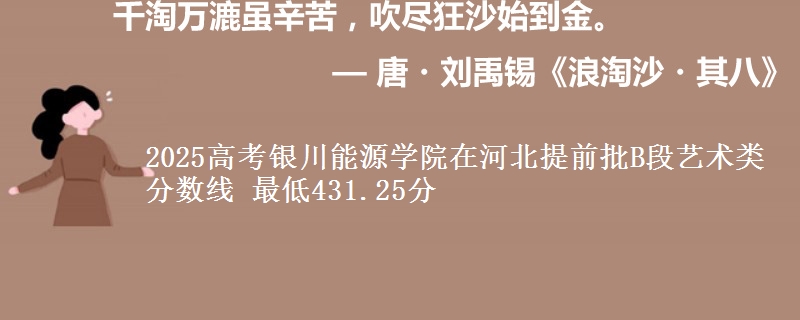 2025年银川能源学院在河北提前批B段艺术类分数线 最低431.25分