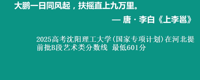 2025高考沈阳理工大学(国家专项计划)在河北提前批B段艺术类分数线 最低601分