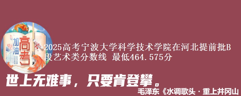 2025年宁波大学科学技术学院在河北提前批B段艺术类分数线 最低464.575分