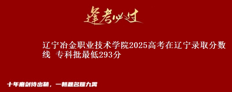 辽宁冶金职业技术学院2025高考在辽宁录取分数线 专科批最低293分