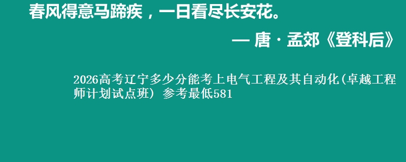 2026高考辽宁多少分能考上电气工程及其自动化(卓越工程师计划试点班) 参考最低581