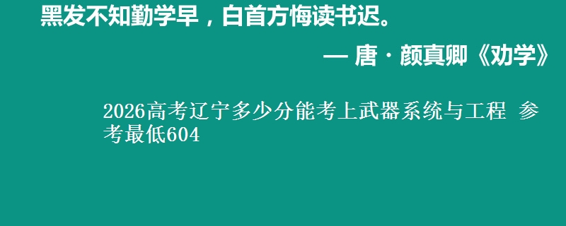 2026高考辽宁多少分能考上武器系统与工程 参考最低604