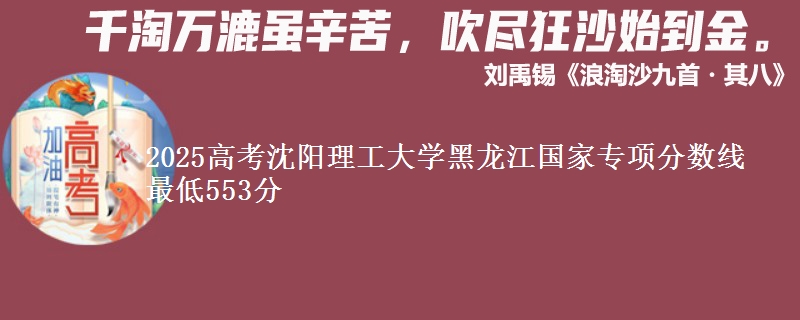 2025高考沈阳理工大学黑龙江国家专项分数线 最低553分