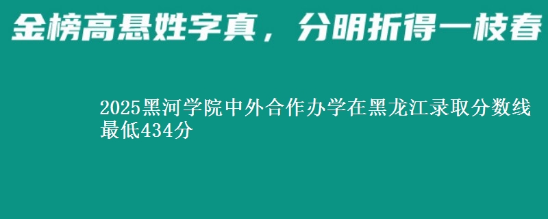 2025黑河学院中外合作办学在黑龙江录取分数线 最低434分