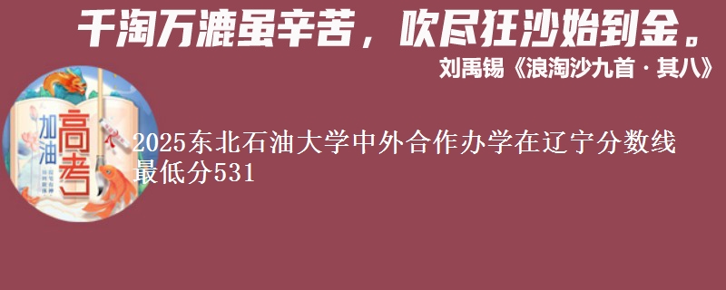 2025东北石油大学中外合作办学在辽宁分数线 最低分531