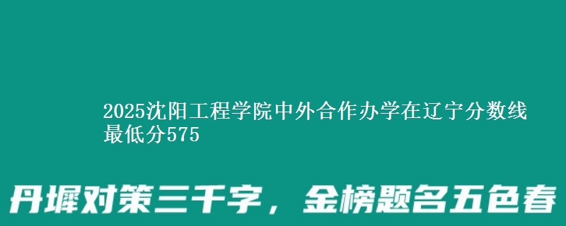 2025沈阳工程学院中外合作办学在辽宁分数线 最低分575