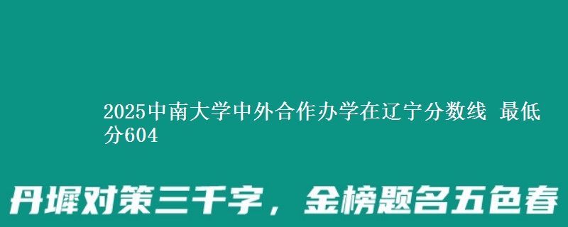 2025中南大学中外合作办学在辽宁分数线 最低分604