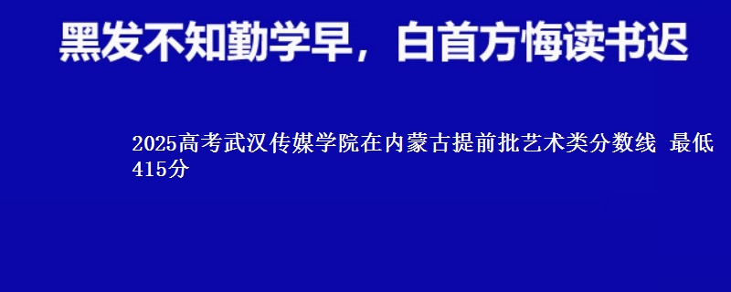 2025高考武汉传媒学院在内蒙古提前批艺术类分数线 最低415分