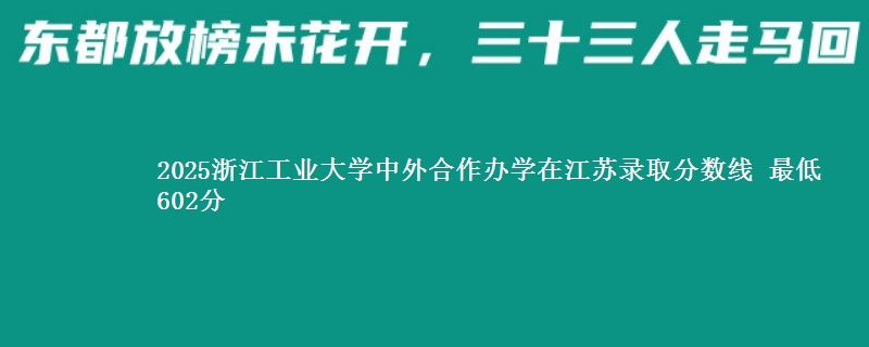 2025浙江工业大学中外合作办学在江苏录取分数线 最低602分