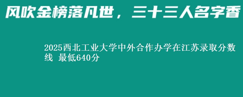 2025西北工业大学中外合作办学在江苏录取分数线 最低640分