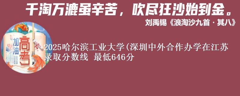 2025哈尔滨工业大学(深圳中外合作办学在江苏录取分数线 最低646分