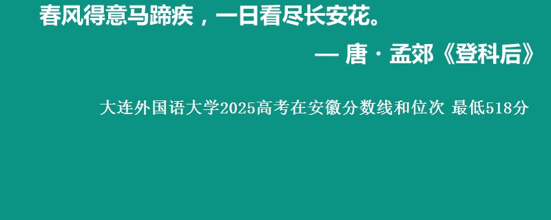 大连外国语大学2025年在安徽分数线和位次 最低518分