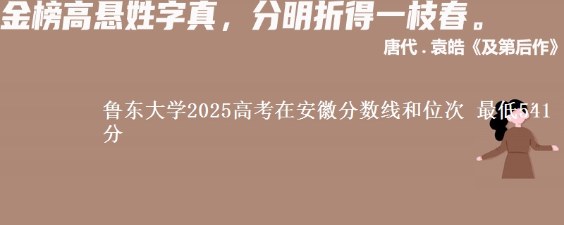 鲁东大学2025年在安徽分数线和位次 最低541分